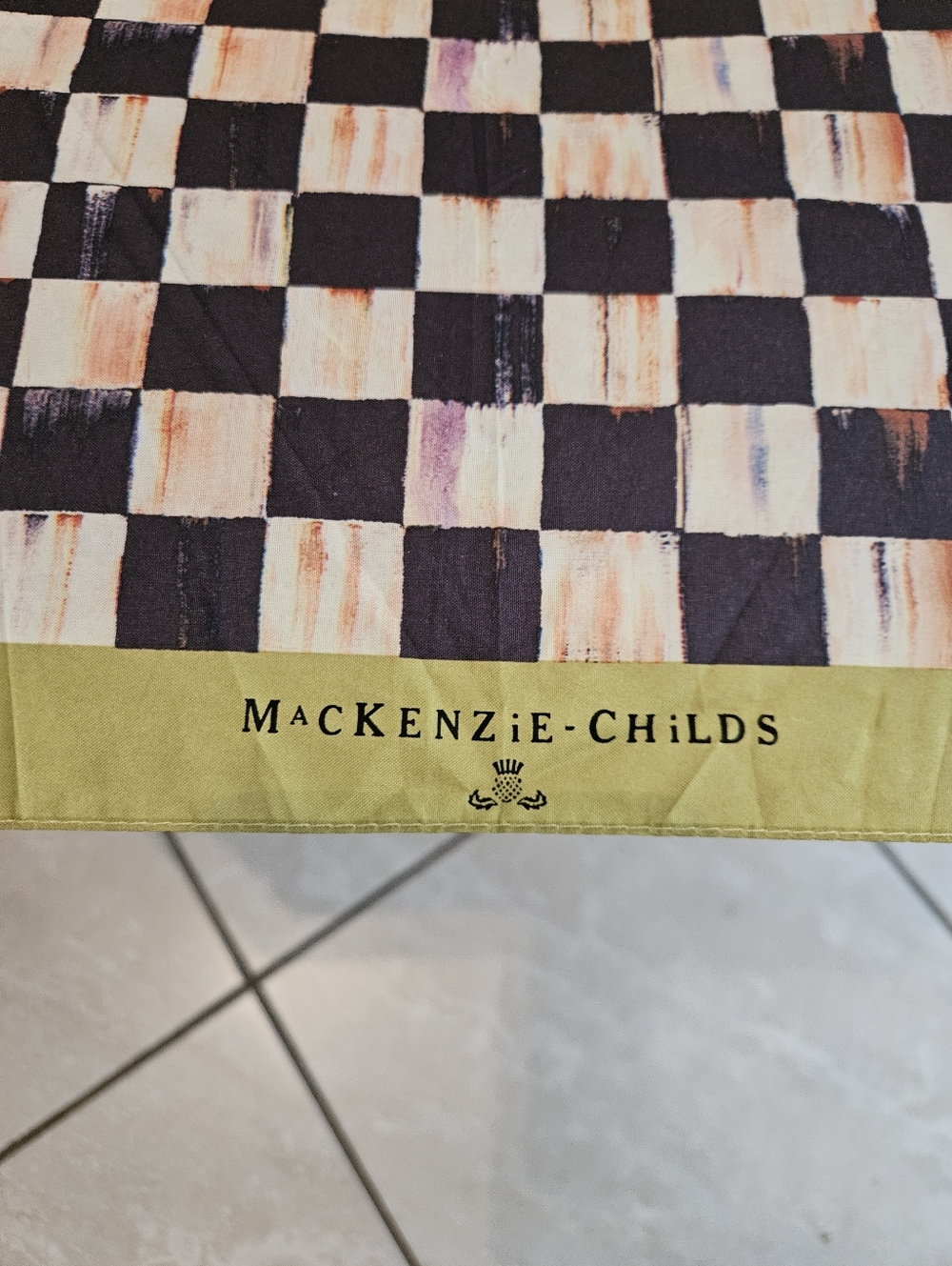 Mackenzie Childs Courtly Check Travel Rain Umbrella Black & White Checkerboard